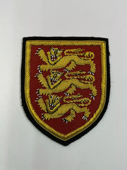 Three Lions Coat Of Arms Crest Hand Embroidered Bullion Wire Three Lions Badge