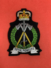 Royal Pioneer Corps Badge Royal Pioneer Corps Embroidered Bullion And Wire Badge