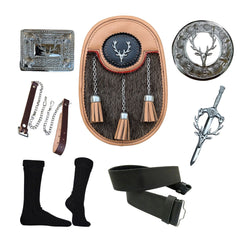 Men's Scottish Stage Head Sporran Six Pieces Kilt Sporran Set