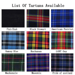 Scottish Men's 10 Pieces Tartan Sporran Kilt Outfit Wedding Kilt Set with Hat