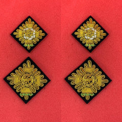 Epaulettes Shoulder Rank Gold Pips Hand Embroidered Bullion Wire Bath Stars Set