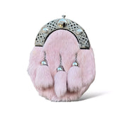 Men's Scottish Baby Pink Fur Sporran 3 Tassels Kilt Sporran With Chain Belt