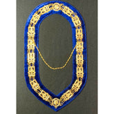 Masonic Raglia Past Master Metal Chain Collar On Blue Velvet Backing GOLD