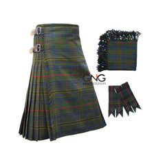 Scottish Kennedy Weathered 8 Yard Kilt for Men with Flashes and Fly Plaid