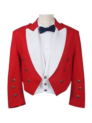 Men's Scottish Red And White Christmas Prince Charlie Jacket Highland Jacket