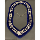 Masonic Master Mason Silver Chain Collar On Blue Velvet Masonic Metal Collars