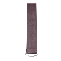 Men's Brown Leather Celtic knots Embossed Kilt Belt Adjustable Size (S - 3XL)