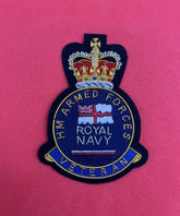 HM Armed Force Royal Navy Veterans Blazer Badge HM Forces Embroidered Bullion Wire Blazer Badge