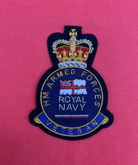 HM Armed Force Royal Navy Veterans Blazer Badge HM Forces Embroidered Bullion Wire Blazer Badge