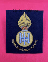 Royal Highland Fusiliers Blazer Badge RHF Hand Embroidered Bullion Wire Blazer Badge