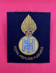 Royal Highland Fusiliers Blazer Badge RHF Hand Embroidered Bullion Wire Blazer Badge