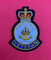 Royal Navy Veterans Blazer Badge HM Forces Hand Embroidered Bullion Wire Blazer Badge