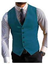 Men's Wedding Teal Wool 5 Button Vest Scottish Kilt Waistcoat