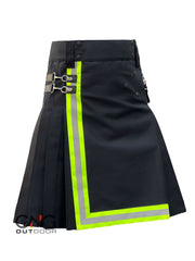 Men's Scottish Fire fighter Black Utility Kilt Fireman Tactical Kilt