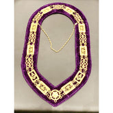 Masonic Raglia Grand Lodge Gold Metal Chain Coller On Purple Cloth