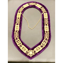 Masonic Raglia Grand Lodge Gold Metal Chain Coller On Purple Cloth