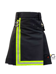 Men's Scottish Fire fighter Black Utility Kilt Fireman Tactical Kilt