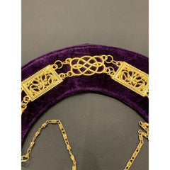 Masonic Raglia Grand Lodge Gold Metal Chain Coller On Purple Cloth