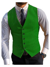 Men's Wedding Green Wool 5 Button Vest Scottish Kilt Waistcoat