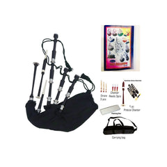 Plain Black Bagpipe Black Watch Tartan Silver Mounts Rosewood Highland Bagpipe