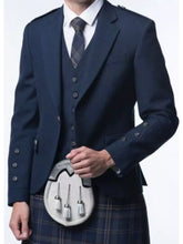 Men’s Scottish Navy blue wool kilt Argyle jacket and 5 button waistcoat