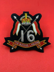 16th / 5th QUEEN’S LANCERS BLAZER BADGE HAND EMBROIDERED WITH BULLION AND WIRE