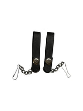 Scottish Black Leather Pair of Sporran Suspenders with Chain and Hook