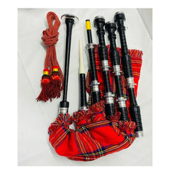 Scottish Bagpipe Royal Stewart Silver Mounts Rosewood Highland Bagpipe