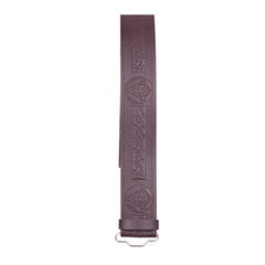 Men's Brown Leather Masonic Embossed Kilt Belt Adjustable Size Highland Belt