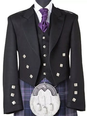 Men’s Scottish Black Prince Charlie jacket and 5 button waistcoat