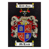 Mcleod Family Crest Badge Hand Embroidered Bullion and Wire Family Crest Badges
