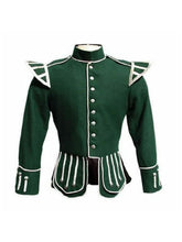 Scottish Green Doublet Kilt Jacket - Military Piper Drummer Doublet Jacket