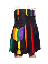 Men's New Rainbow Hybrid Pride Kilt LGBT Gay Kilt Modern Utility Kilt Size 28-62