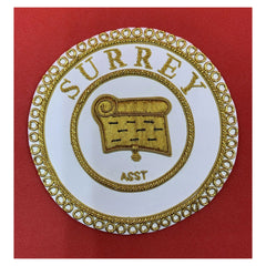 Masonic Apron Badge Surrey Asst Hand Embroidered Bullion & Wire Masonic Badges