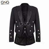 Men’s Scottish Black Prince Charlie jacket and 3 button waistcoat
