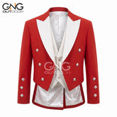 Men's Scottish Red And White Christmas Prince Charlie Jacket Highland Jacket