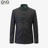 German Bavarian Jacket Charcoal Grey Wool Jacket | Traditional Custom Jacket