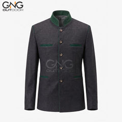 German Bavarian Jacket Charcoal Grey Wool Jacket | Traditional Custom Jacket