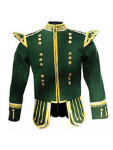 Men's Scottish Green Doublet Kilt Jacket Military Piper Drummer Doublet Jacket