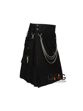 Men's Black Utility Chain Gothic Kilt Sizes 28" to 62"