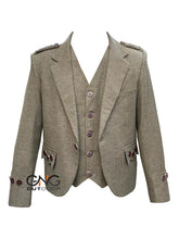 Scottish Green Tweed wool Argyle jacket Men's kilt jacket