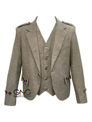 Scottish Green Tweed wool Argyle jacket Men's kilt jacket