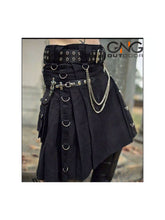 Scottish Black Gothic Tactical Kilt Utility Chain Fashion Kilt For Men 28" - 62"