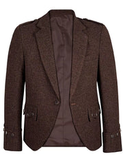 Men's Brown Tweet Argyle Kilt Jacket And 5 Button Vest Wedding Kilts Jacket
