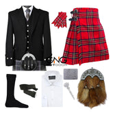 Men's Scottish Argyle Jacket 9 Pieces kilt outfit Highland Wedding kilt set