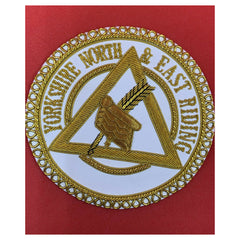 Masonic Apron Badge Yorkshire North & East Riding Hand Embroidered Masonic Badge