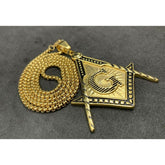 Masonic Square And Compass Gold Plated Neck Pendant Unisex Masonic Neck Pendants