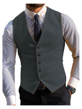 Men's Wedding Dark Grey Wool 5 Button Vest Scottish Kilt Waistcoat