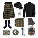 Scottish Men's 10 Pieces Antique Dragon Sporran Kilt Outfit Wedding Kilt Set