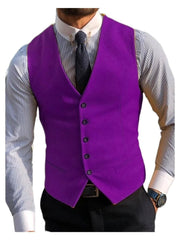 Men's Wedding Purple Wool 5 Button Vest Scottish Kilt Waistcoat